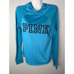 PINK Victoria's Secret‎ Blue Mock Neck Raglan Sleeve Pullover Sweatshirt Size M